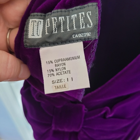 Size 11 Vintage Purple Velvet Knee Length Dress - Picture 5 of 5